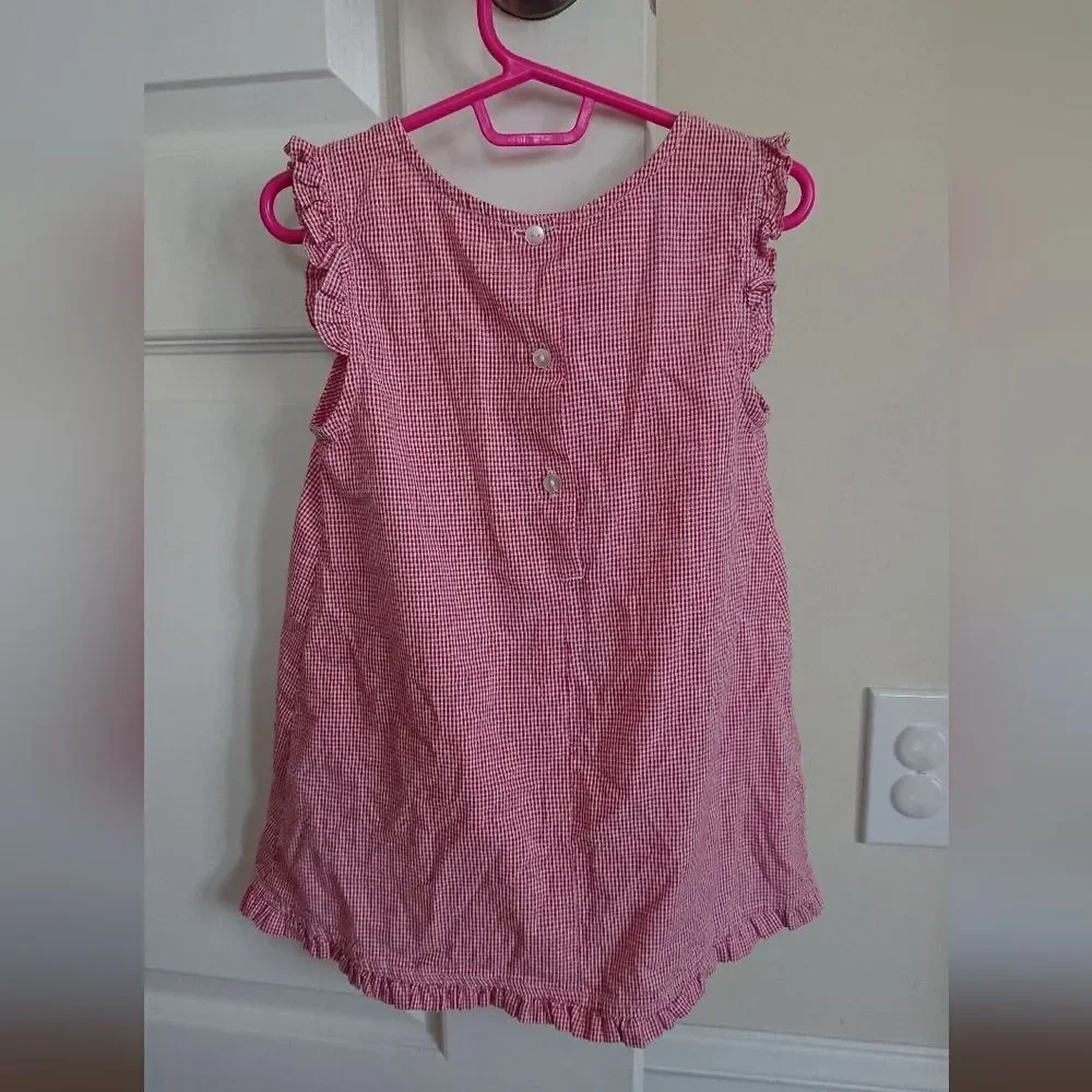 Samara red white gingham dress with floral Applique Dress size 4T